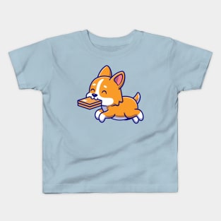 Cute Corgi Dog Bite Box Cartoon Kids T-Shirt